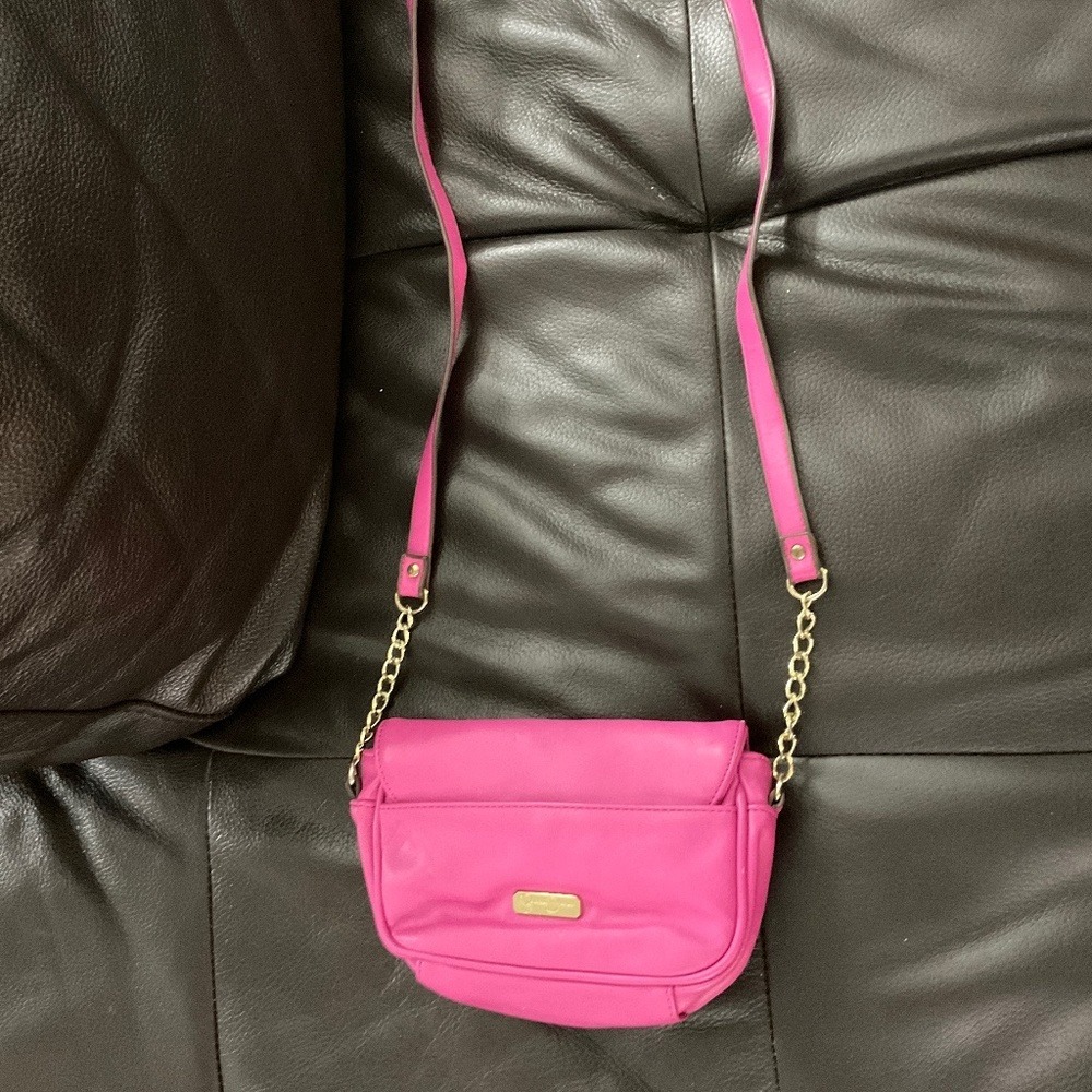Jessica Simpson Crossbody Bag Womens Small Hot Pink Excellent Padlock Detail